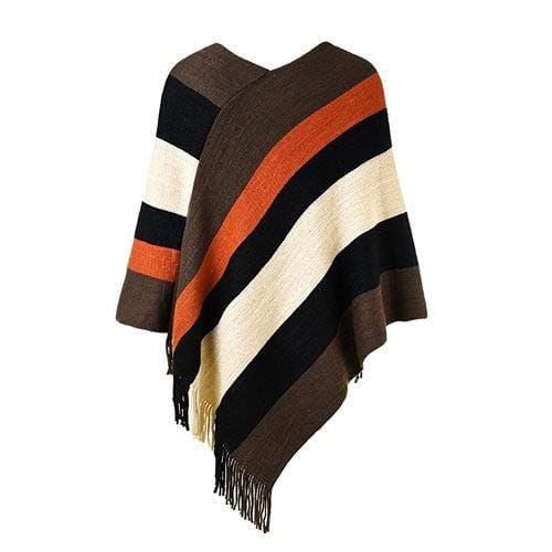 Lämmin raidallinen naisten poncho