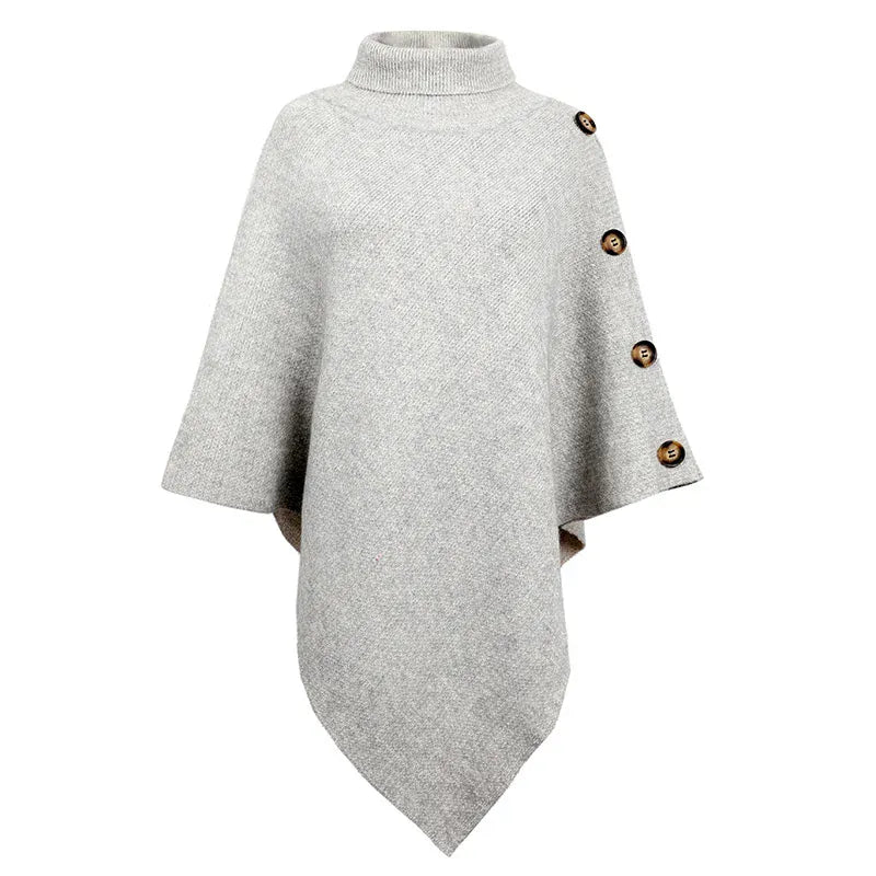 Epäsymmetrinen poncho, jossa villapaita ja lepakkohihat