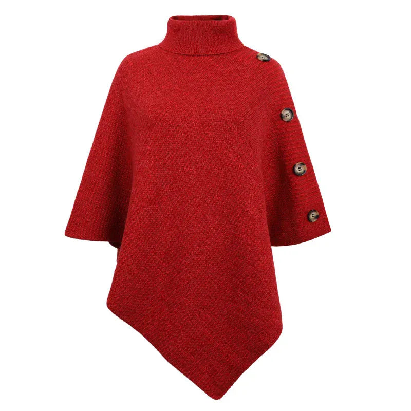 Epäsymmetrinen poncho, jossa villapaita ja lepakkohihat
