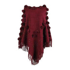 Naisten poncho tupsuilla, puuvillaa