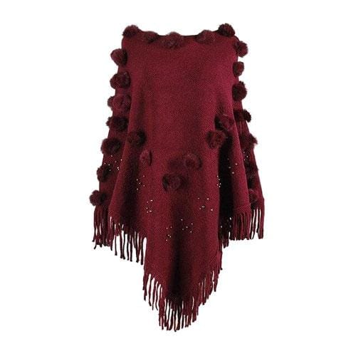 Naisten poncho tupsuilla, puuvillaa