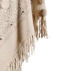 Naisten poncho tupsuilla, puuvillaa