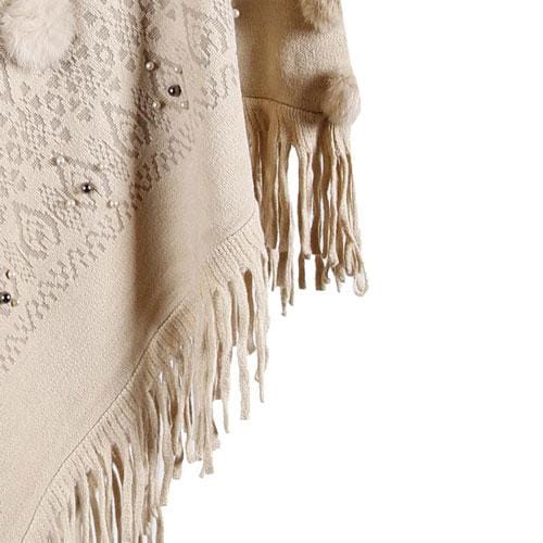 Naisten poncho tupsuilla, puuvillaa