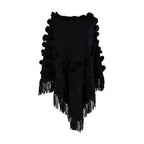 Naisten poncho tupsuilla, puuvillaa