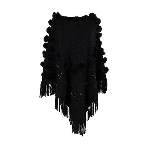Naisten poncho tupsuilla, puuvillaa