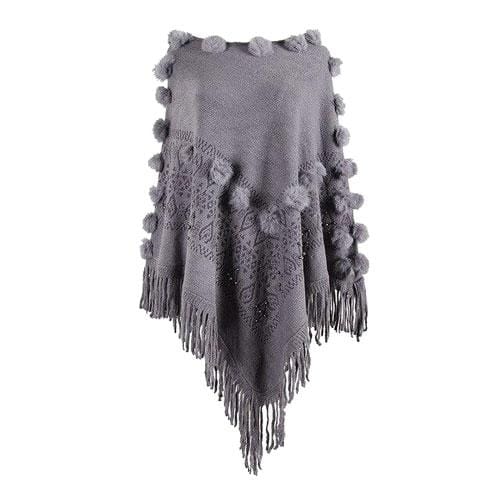 Naisten poncho tupsuilla, puuvillaa