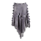 Naisten poncho tupsuilla, puuvillaa