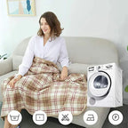 Kannettava, käännettävä fleece-poncho beigen ja ruskean ruutukuosilla