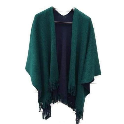Yksivärinen villaponcho naisille