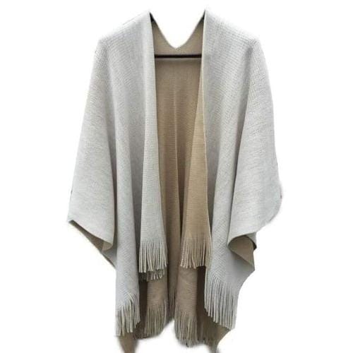 Yksivärinen villaponcho naisille
