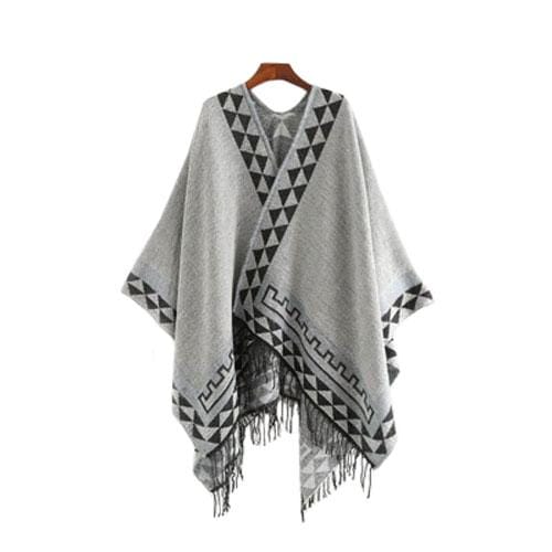 Etninen naisten poncho hienoilla hapsuilla