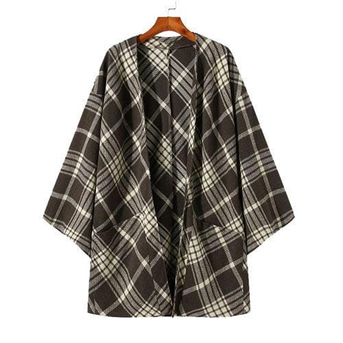 Hienosti ruudullinen miesten poncho