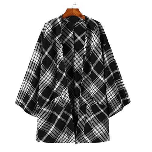Hienosti ruudullinen miesten poncho