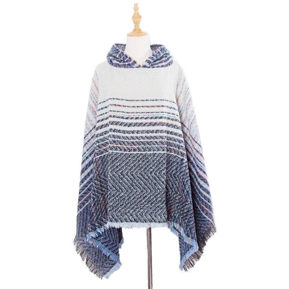 Hienosti raidallinen naisten poncho