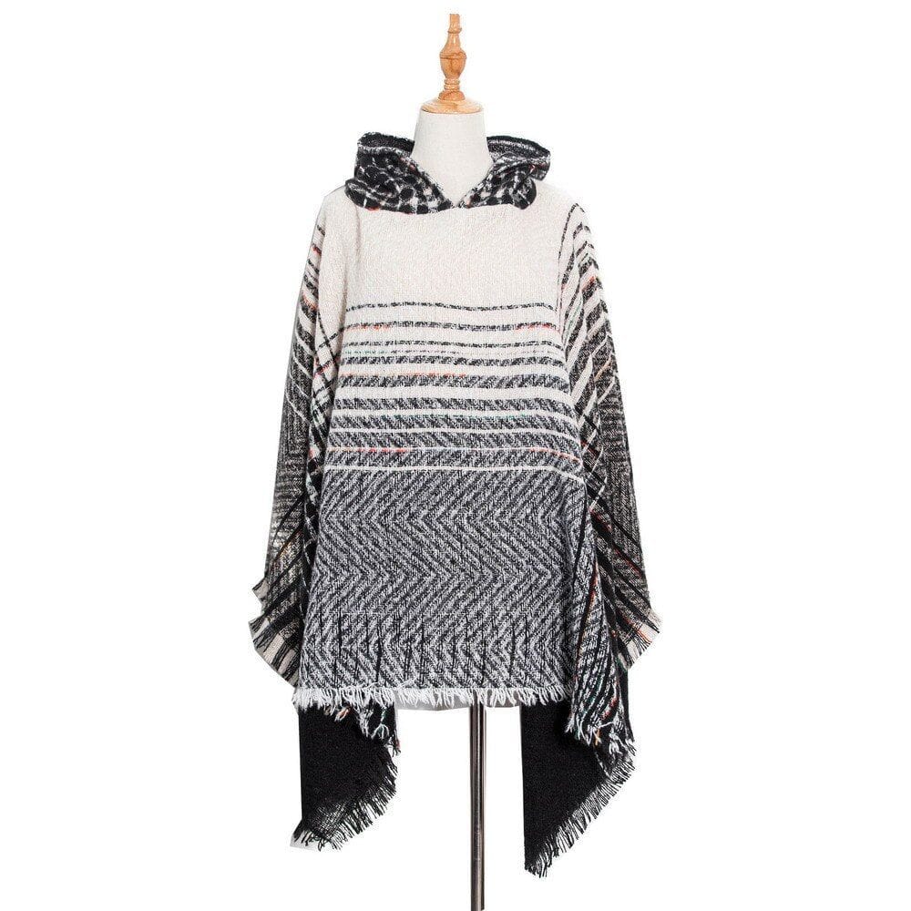 Hienosti raidallinen naisten poncho