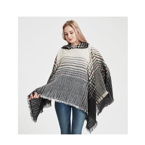 Hienosti raidallinen naisten poncho