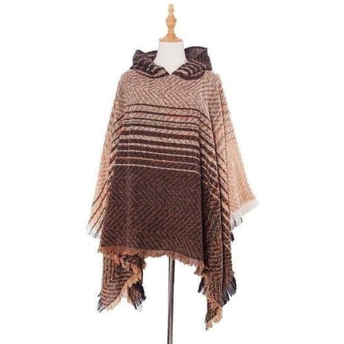 Hienosti raidallinen naisten poncho