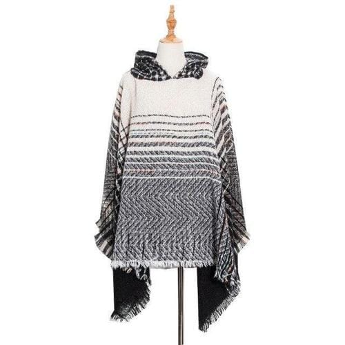 Hienosti raidallinen naisten poncho