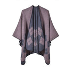 Naisten ruudullinen puuvillaponcho