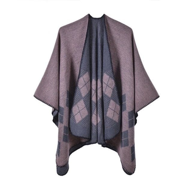 Naisten ruudullinen puuvillaponcho