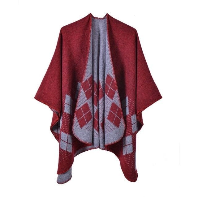 Naisten ruudullinen puuvillaponcho