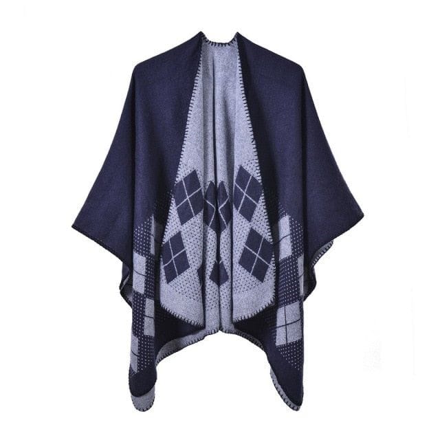Naisten ruudullinen puuvillaponcho