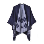 Naisten ruudullinen puuvillaponcho