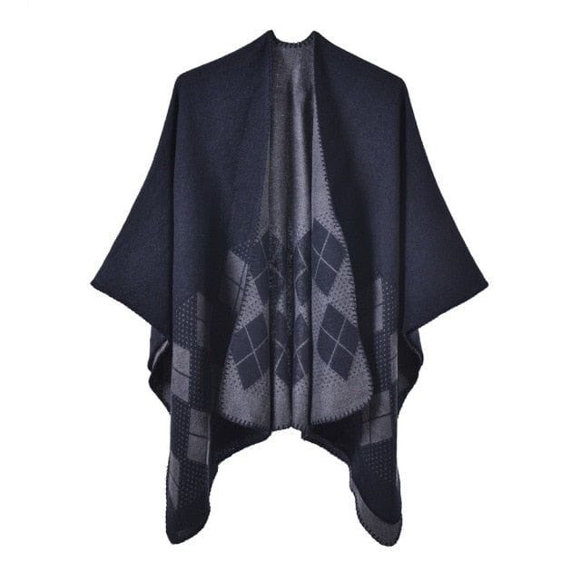 Naisten ruudullinen puuvillaponcho