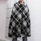 Ruudullinen talviponcho miehille