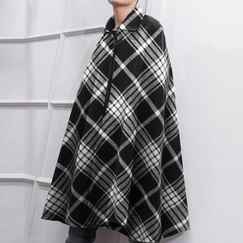 Ruudullinen talviponcho miehille
