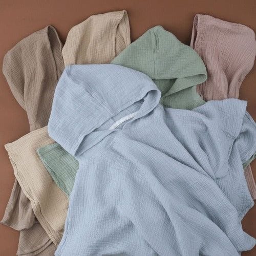 Puuvillainen kylpyponcho vauvoille