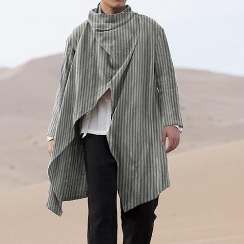 Meri-aiheinen miesten poncho hienoilla raidoilla