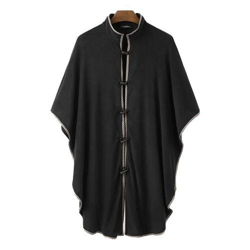 Ruudullinen fleeceponcho miehille