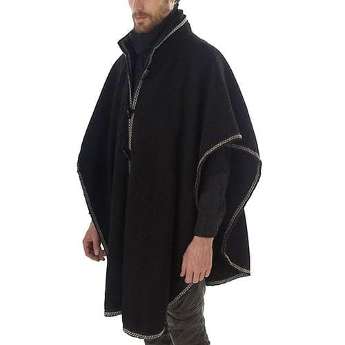 Ruudullinen fleeceponcho miehille