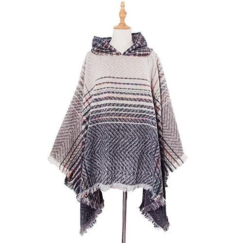 Hienosti raidallinen naisten poncho