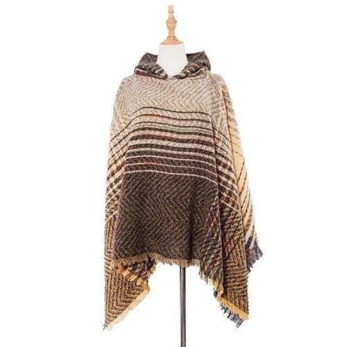 Hienosti raidallinen naisten poncho