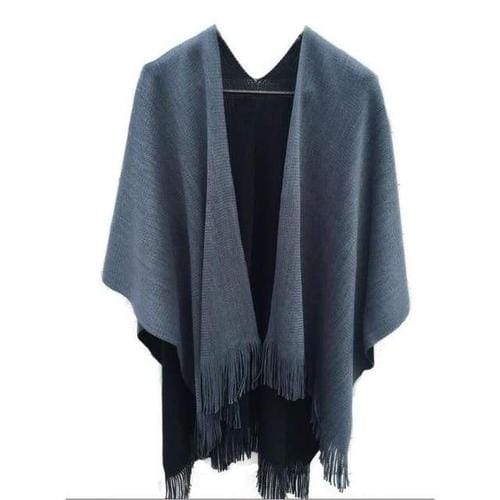 Yksivärinen villaponcho naisille