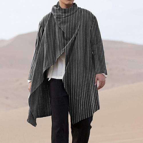 Meri-aiheinen miesten poncho hienoilla raidoilla
