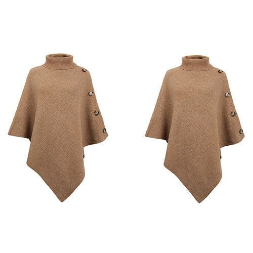Poncho poolokauluksella ja nappeilla