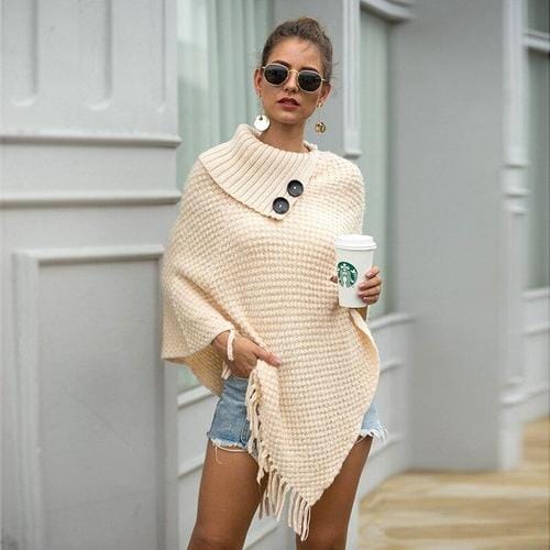 Poncho nappikauluksella