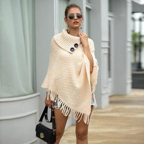 Poncho nappikauluksella
