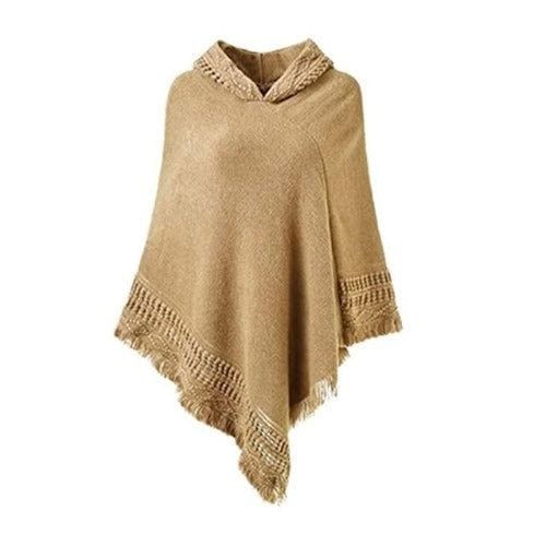 Naisten talviponcho hupulla