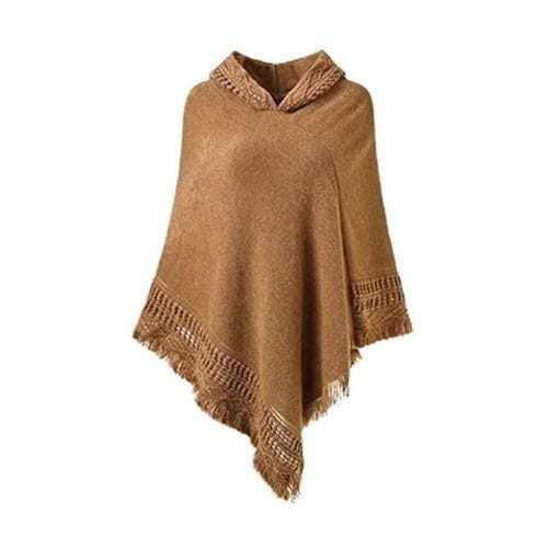 Naisten talviponcho hupulla