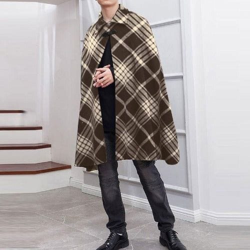 Ruudullinen talviponcho miehille
