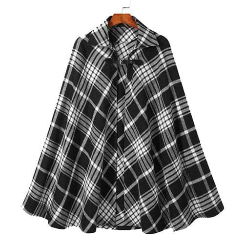 Ruudullinen talviponcho miehille