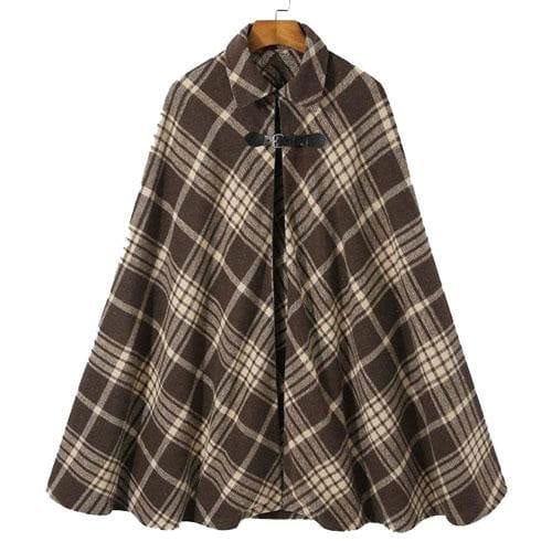 Ruudullinen talviponcho miehille