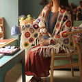 Retro virkattu poncho Grandma Squares monivärinen