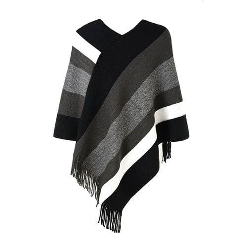 Lämmin raidallinen naisten poncho
