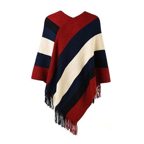 Lämmin raidallinen naisten poncho