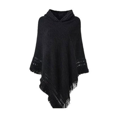 Naisten talviponcho hupulla